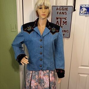 BMW Designs Women's Blue Embroidered Jacket